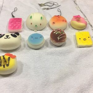 9 Squishies with 3 key chains